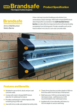 Wall Mounted Armco Safety Barrier - Brandsafe Spec Sheet