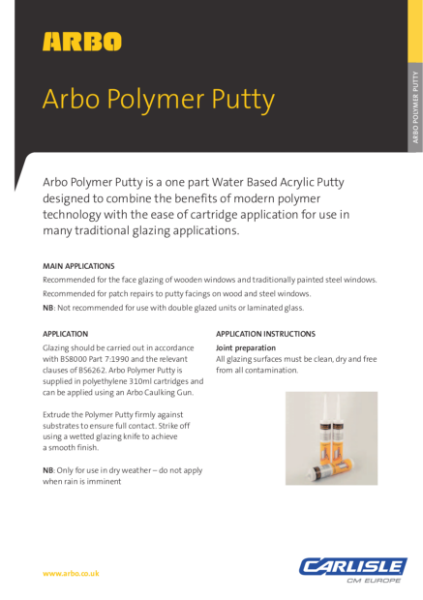 ARBO Polymer Putty Data Sheet