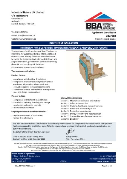BBA Certificate product sheet - floors