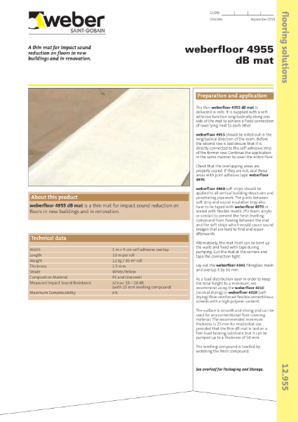 weberfloor 4955 dB mat - Technical datasheet