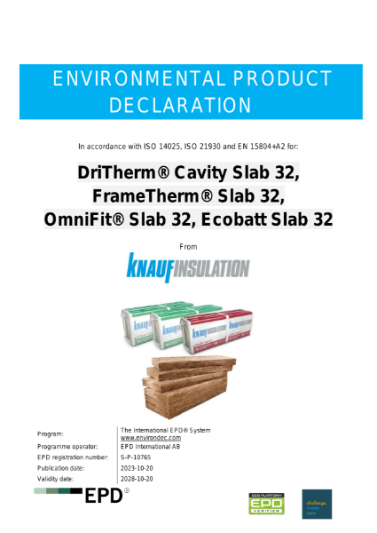 Knauf Insulation DriTherm® Cavity Slab 32, FrameTherm® Slab 32, OmniFit® Slab 32 EPD - EN - UK&I