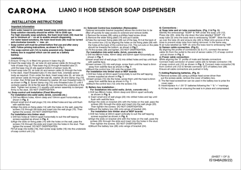 Liano II – Sensor Hob Mounted Soap Dispenser