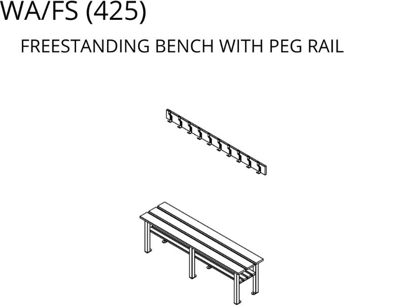 Freestanding Bench With Independent Peg Rail (WA/FS Series)