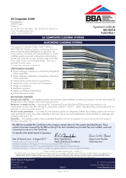 3A COMPOSITES CLADDING SYSTEMS - ALUCOBOND CLADDING SYSTEMS