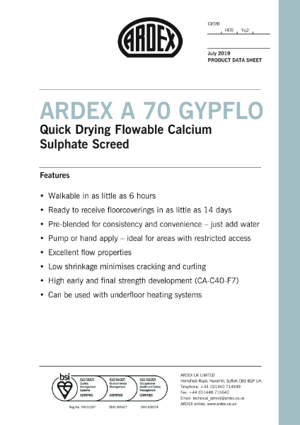 ARDEX A 70 Datasheet