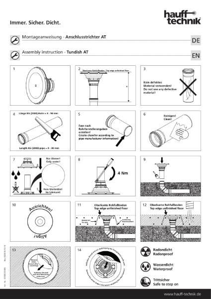 Hauff-Technik Tundish Waste Pipe Entry Floor Seal Installation Guide