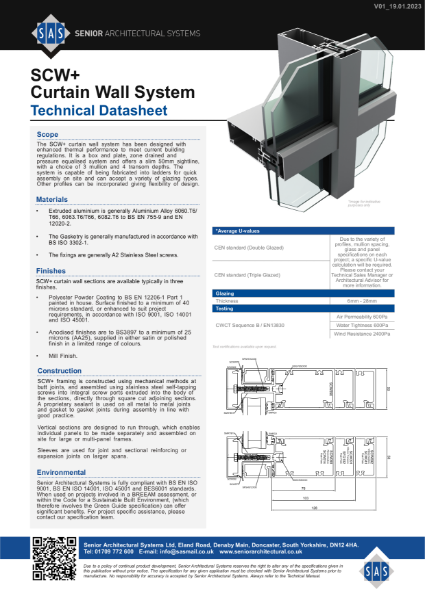 SAS SCW+ Curtain Wall Technical Datasheet