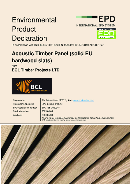 EPD - BCL Wood Panels (acoustic timber panels / internal) 