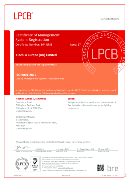 Certificate of Management System Registration - ISO 9001:2015 - Quality Management Systems