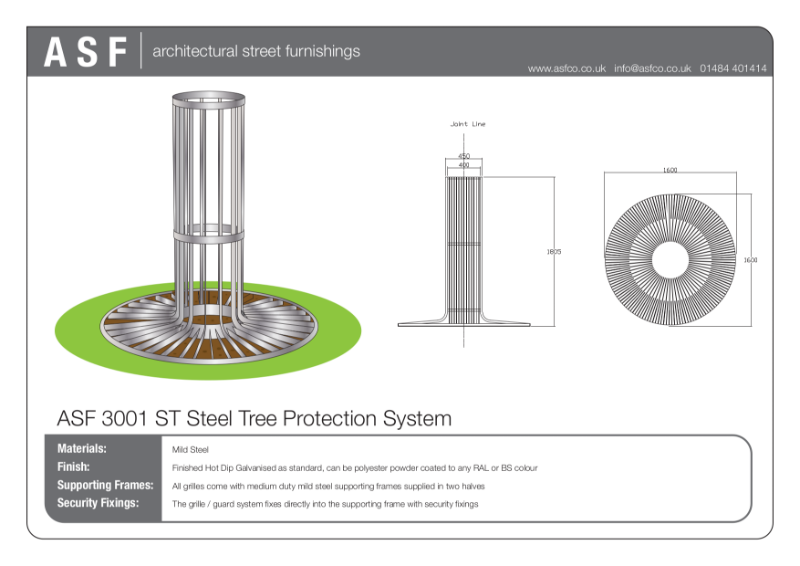 ASF 3001 Steel Tree Grille and Tree Guard Combination