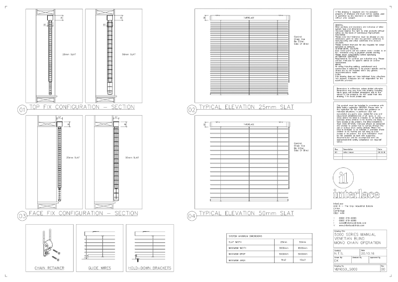 5000 Series Venetian Blind - Drawing Manual Mono Chain