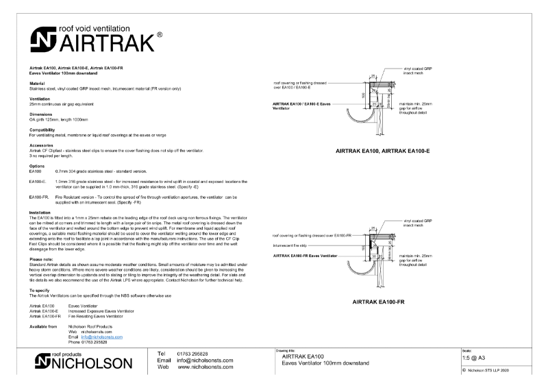 AIRTRAK EA100 Tech Data Sheet