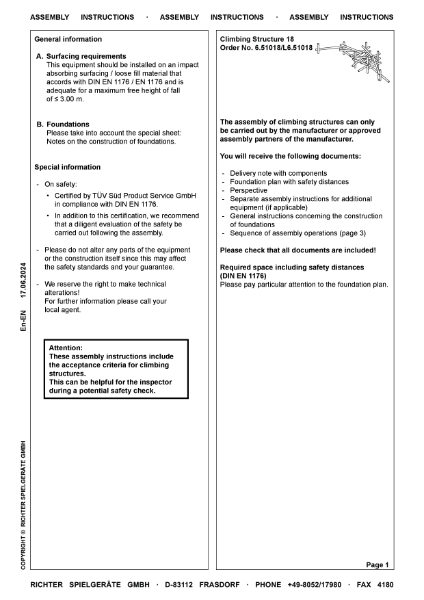 Timberplay Climbing Frames - Climbing Structure 18 - Installation Instructions