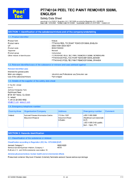 Peel Tec - SDS (Safety Data Sheet)