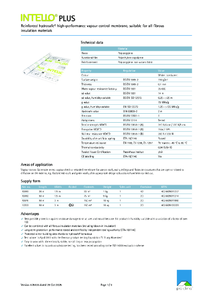 Pro Clima Intello Plus Technical Datasheet