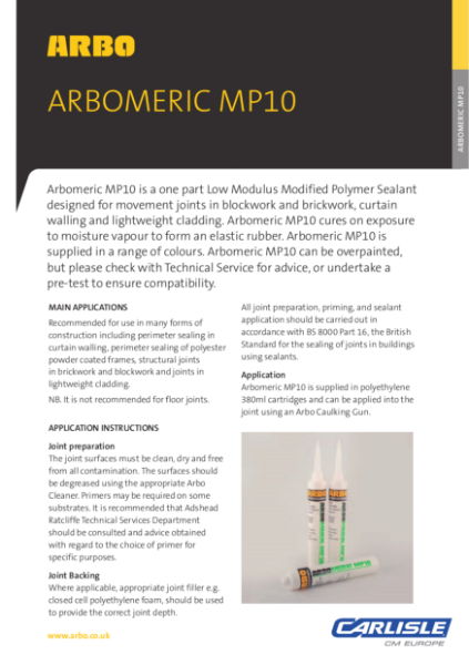 ARBOMERIC MP10 Data Sheet
