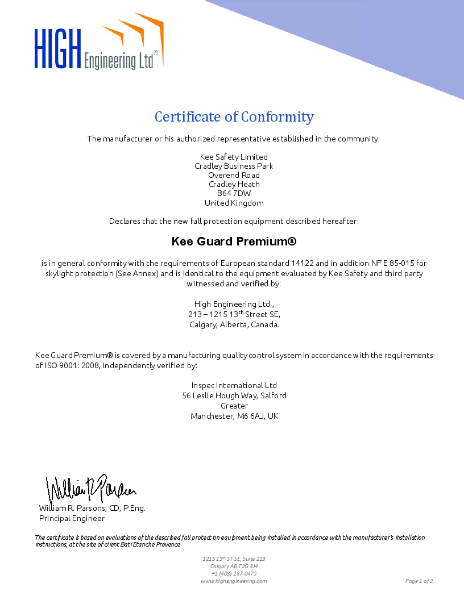 Certificate of Conformity