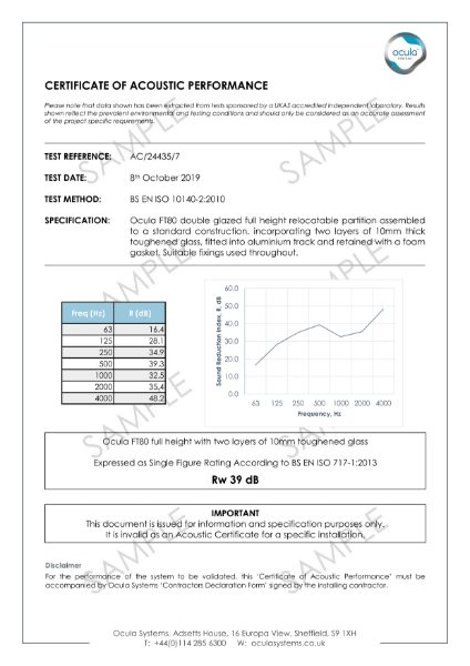 AC/24435/7 - Acoustic Performance - Two Layers 10mm Toughened_39dB