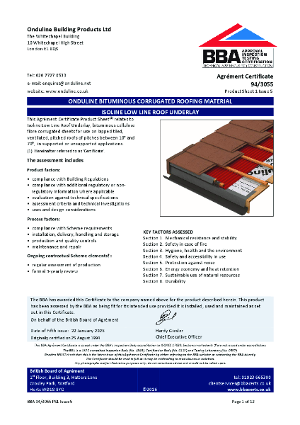 BBA - ISOLINE LOW LINE ROOF UNDERLAY