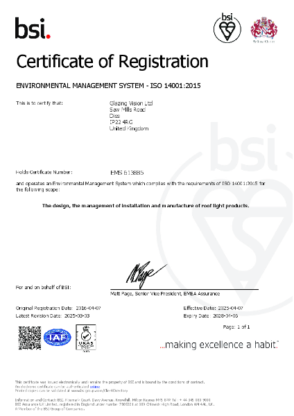 BSI ISO 14001:2015 Certificate of Registration 