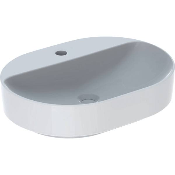 VariForm lay-on washbasin, elliptic, with tap hole bench