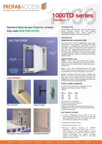Profab 1000 Series Tiled Access Panels