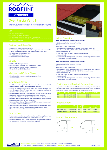 Over Fascia Vent 1m Datasheet