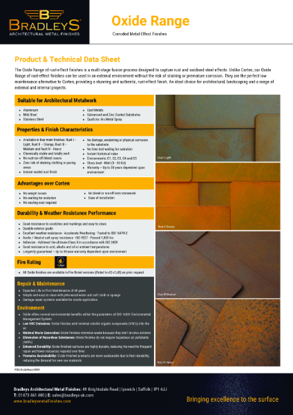 Oxide Product & Technical Data Sheet