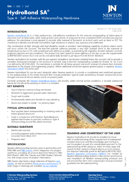 Newton HydroBond SA – Technical Data Sheet