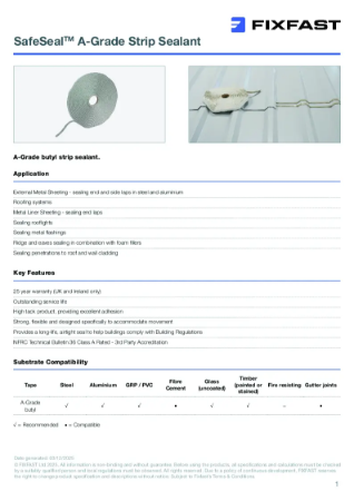 SafeSeal A-Grade Strip Sealant Data Sheet