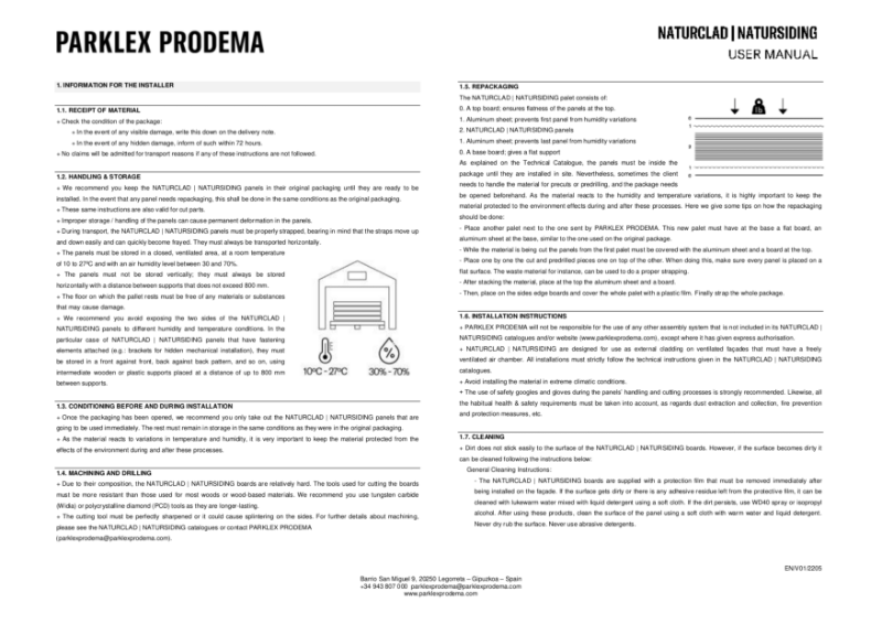 User Manual | Parklex Prodema | NBS Source
