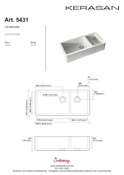 Kerasan Art 5431 Oxfordshire Technical drawing