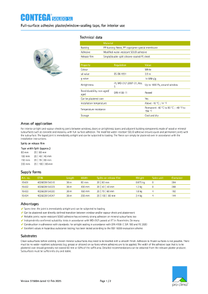 Contega Solido SL-Technical Datasheet