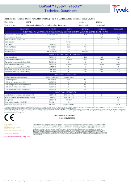 Tyvek® Trifecta™ - Technical Datasheet