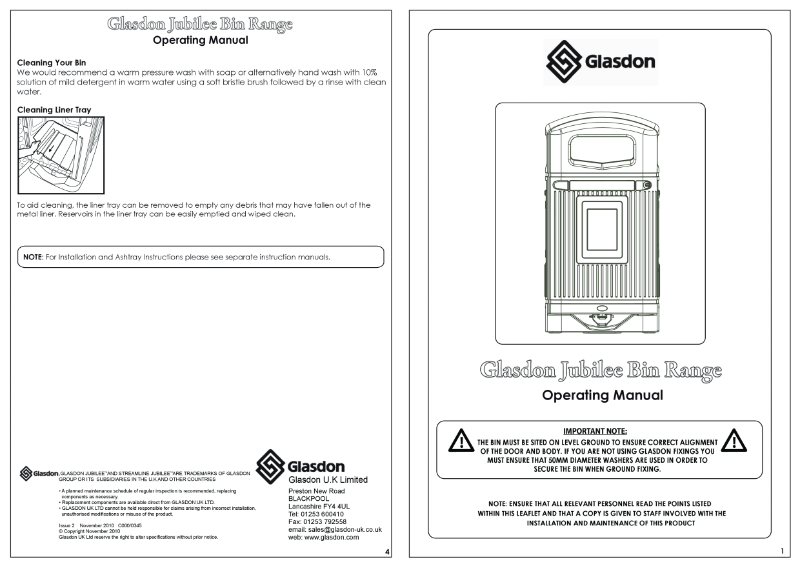 Glasdon Jubilee user manual