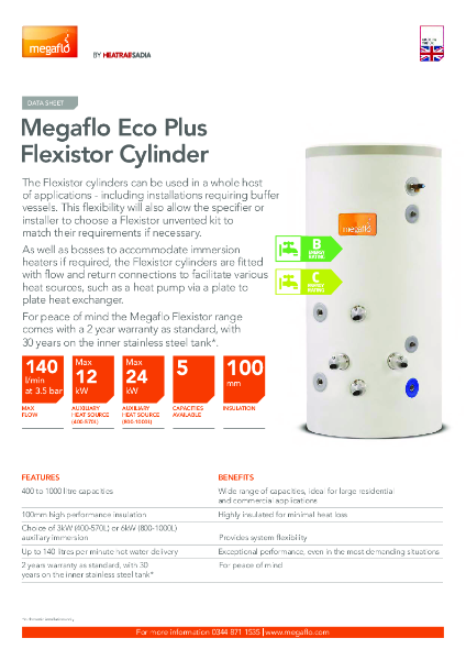Megaflo Eco Plus Flexistor Cylinder - Technical Specification