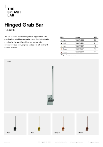 Hinged Grab Bar Datasheet
