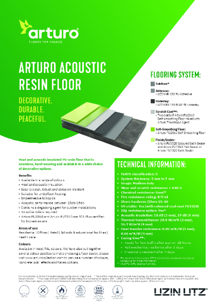 Arturo Acoustic Resin Floor Product Data Sheet
