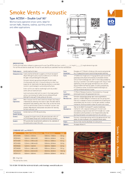 Smoke Vent - TYPE ACDSH Acoustical Smoke Vent