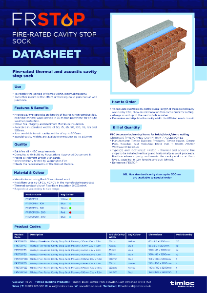 FRSTOP Fire-Rated Cavity Stop Sock Datasheet
