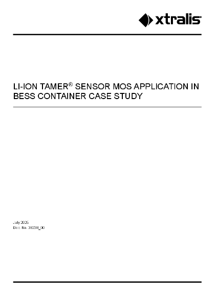 XTRALIS LI-ION TAMER MOS BESS Container Case Study