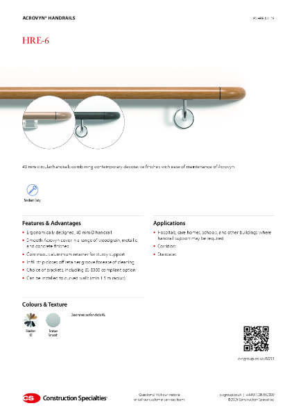 CS Acrovyn HRE-6 Handrails_Product Sheet (11.25)
