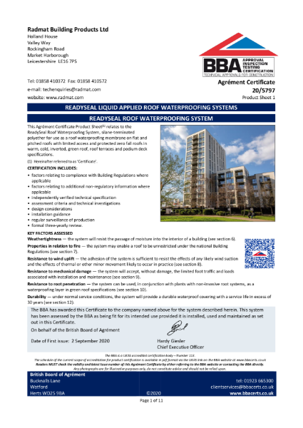 20/5797 ReadySeal BBA Certificate