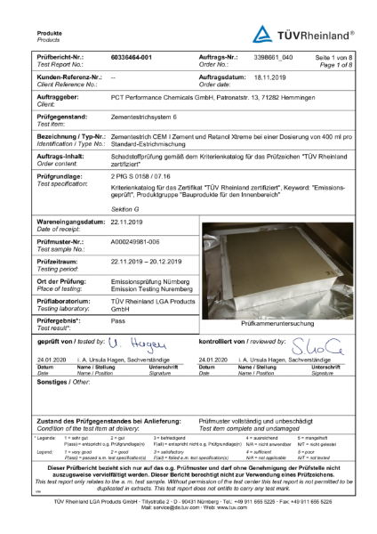 TUV (Rheinland) Health and Safety Certification for Retanol