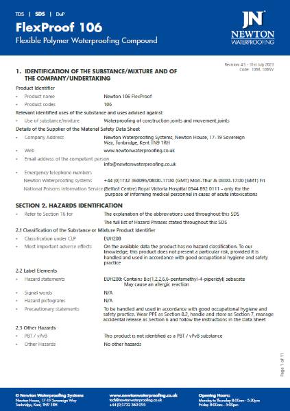 FlexProof 106 System Safety Data Sheet