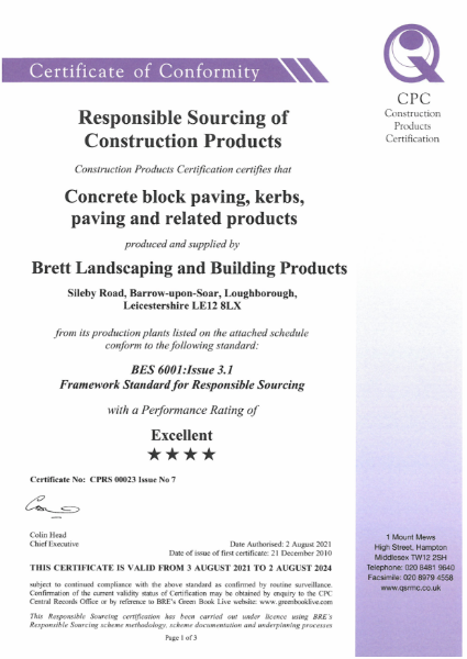 Responsible Sourcing of Construction Products BES 6001