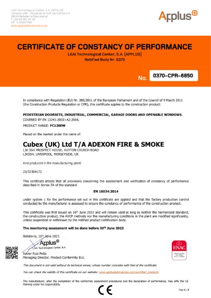 FC120EW Certificate
