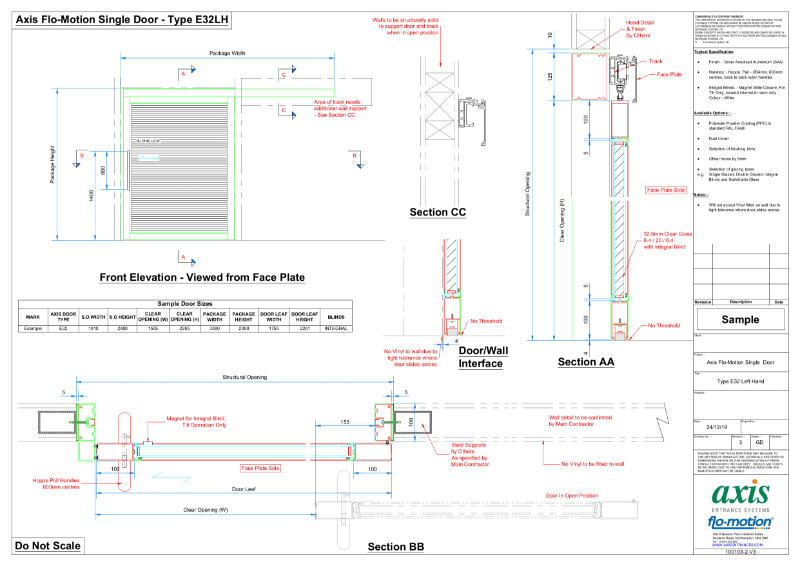 Axis Flo-Motion Single Door - Type E32 (PDF) V3