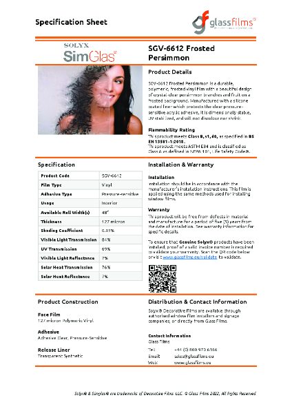 SGV-6612 Frosted Persimmon Simulated Window Film