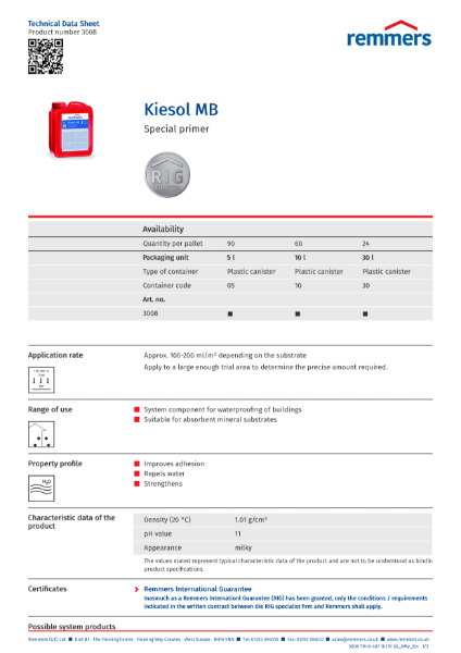 Technical Data Sheet - Kiesol MB